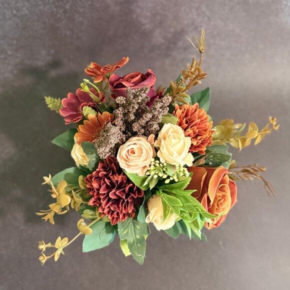 Fall Faux Floral Arrangement in Rustic Wooden Box – Home or Office Decor - Picture 6 of 10